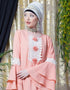 Dubai Bell Sleeve flowers around knee party Abaya Peach